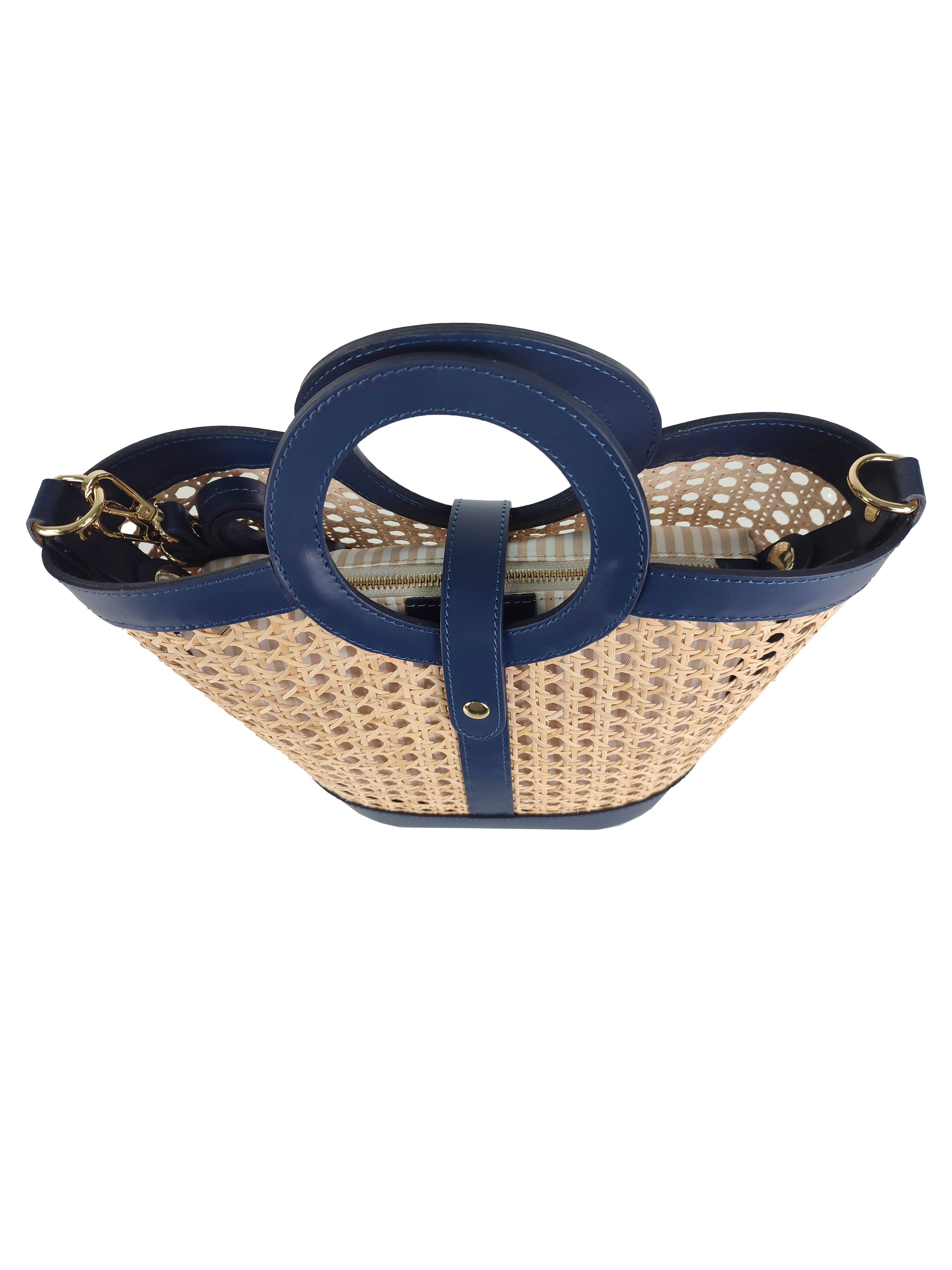 Florence Leather – Engroshandel Taske med håndtag – til kvinder – Rattan taske med læderdetaljer4