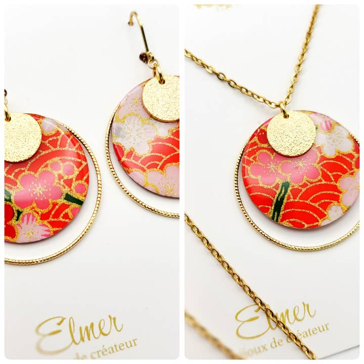 Conjuntos GHINA / grandes brincos e colar comprido / 3 cores por atacado de Elmer