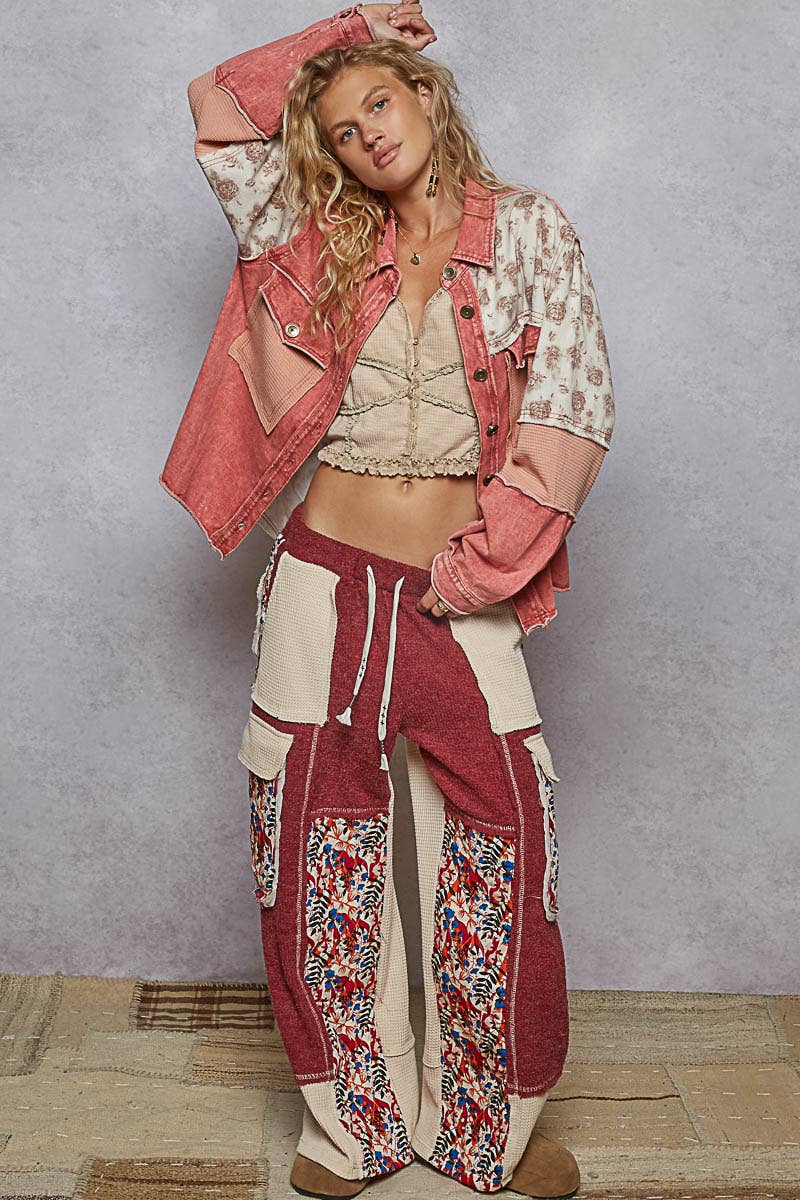 Pol Clothing - Wholesale Jacket - Women's - Long Sleeve French Terry Contrast Animal or Floral Jacket16