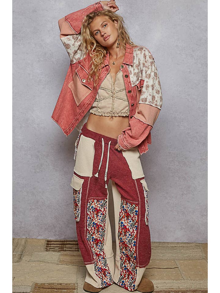 Pol Clothing - Wholesale Jacket - Women's - Long Sleeve French Terry Contrast Animal or Floral Jacket16