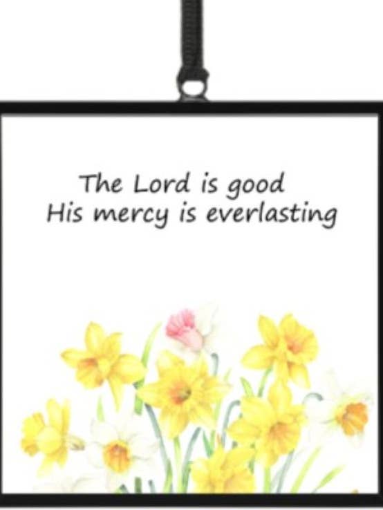 El Señor es bueno - Captador de sol de vidrio de 4" x 4" con cinta para venta al por mayor de Bridgeton Hall