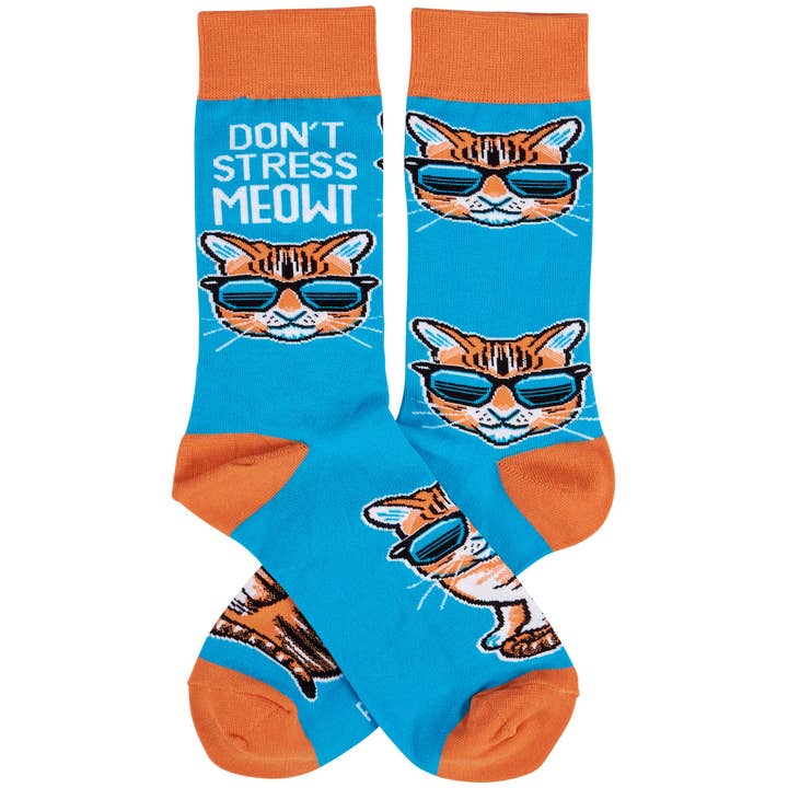 Primitives by Kathy - Wholesale Socks - Unisex - Don't Stress Meowt Socks1