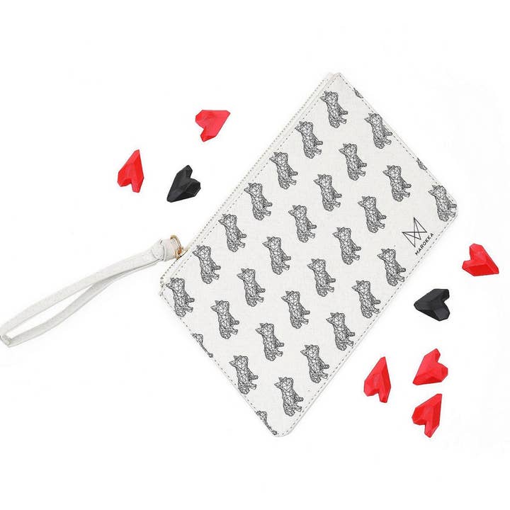 Dog design Vegan Leather clutch bag for wholesale by Marokka Design