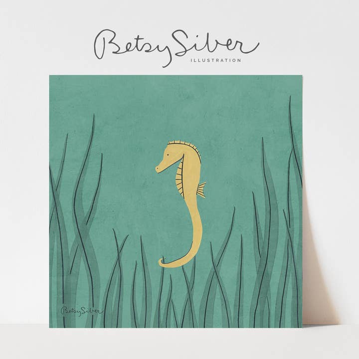 Impression d'art hippocampe pour la vente par Betsy Siber, Illustration