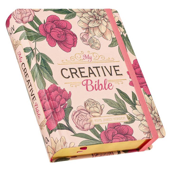 Christian Art Gifts - Wholesale Religion Book - KJV My Creative Bible Hardcover, Pink Floral Printed1