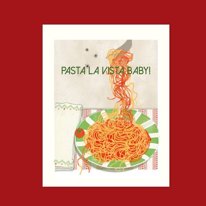 Arte da Cozinha, Impressão, 'Pasta la Vista, Baby! 'Tamanho 21x25 cm por atacado de littl'pix