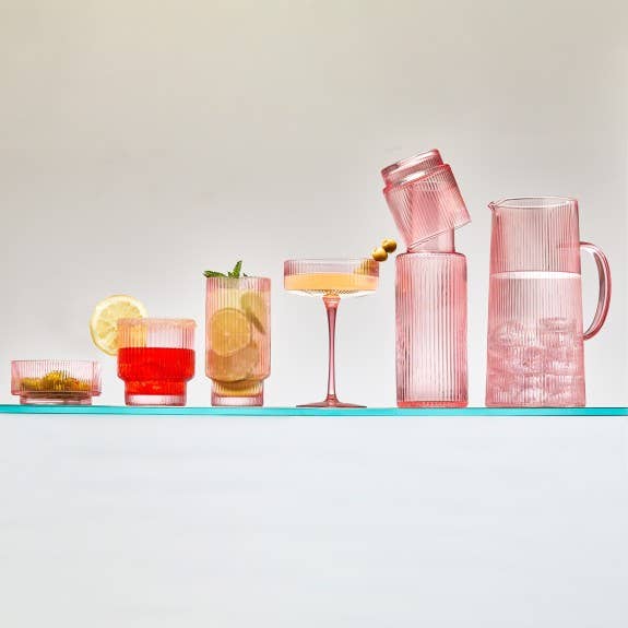 TABLESETTERS LIMITED – Copo de coquetel/álcool por atacado – Vidro Antiga Fashion com nervuras 340ml, Conjunto de 46