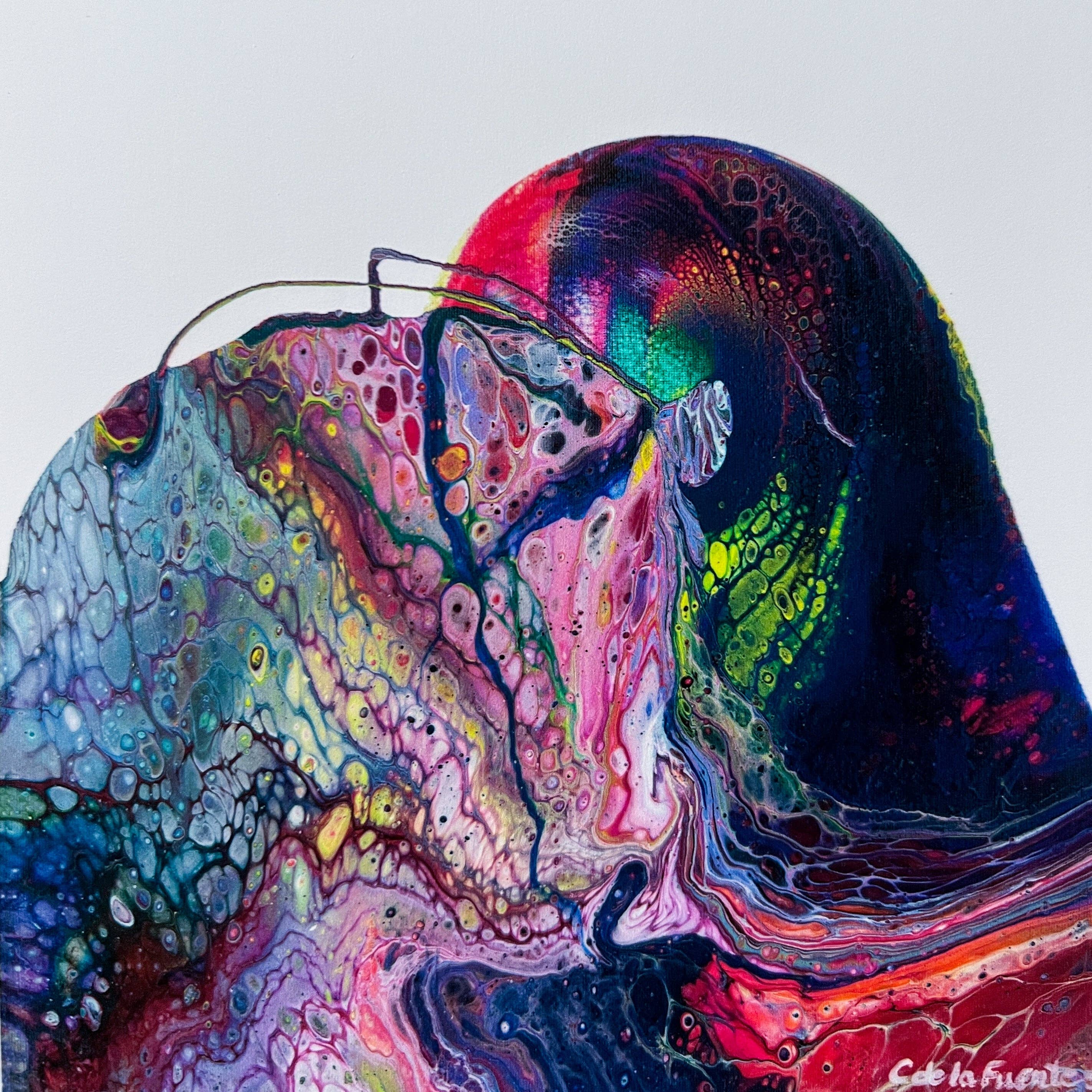 Clara de la Fuente Artist - Wholesale Art Print - Valentine's Colorful Romantic Abstract Kiss Luggage Print 1