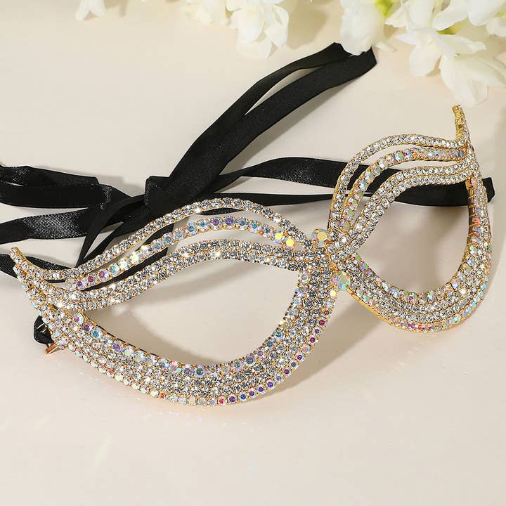 Sensibling Corp. - Wholesale Costume - Women's - Rhinestone Pave Cat Eye Masquerade Mask
3