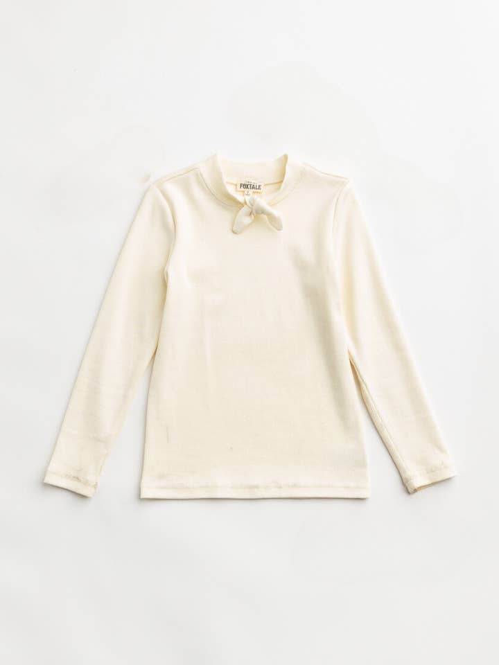 Vanilla Cream Neck Tie Top for wholesale by Finding Foxtale
