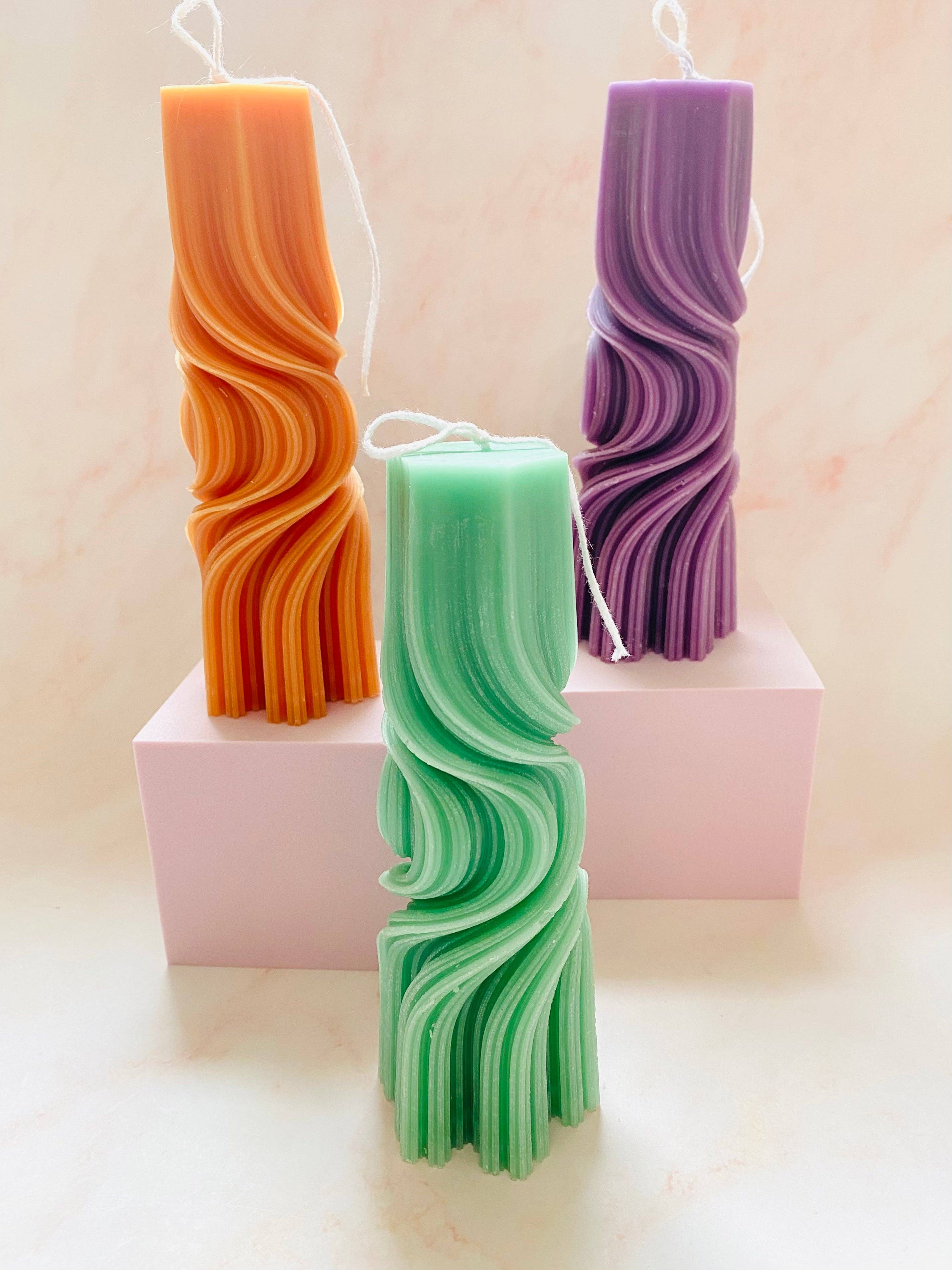 Maple + Love - Wholesale Tapered Candle/Candlestick - Psychedelic Swirl Taper Beeswax Candle6