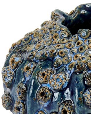 Continental Home - Wholesale Vase - Handmade Indigo Ocean Blue Sea Urchin Vase V250LB2