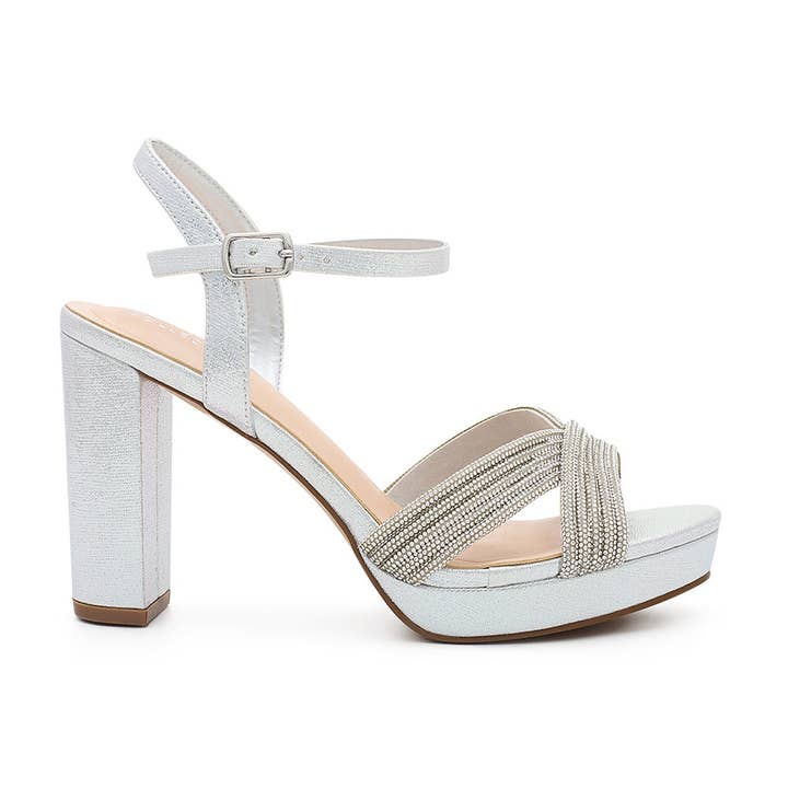 Rhinestone Platform Ankle Strap Heel for wholesale by De Blossom Collection