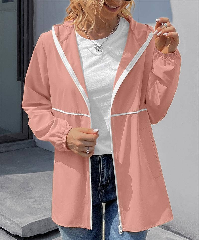 HIDDENBRAND - Wholesale Jacket - Women's - Zippered hooded jacket lightweight outdoor waterproof jacket6