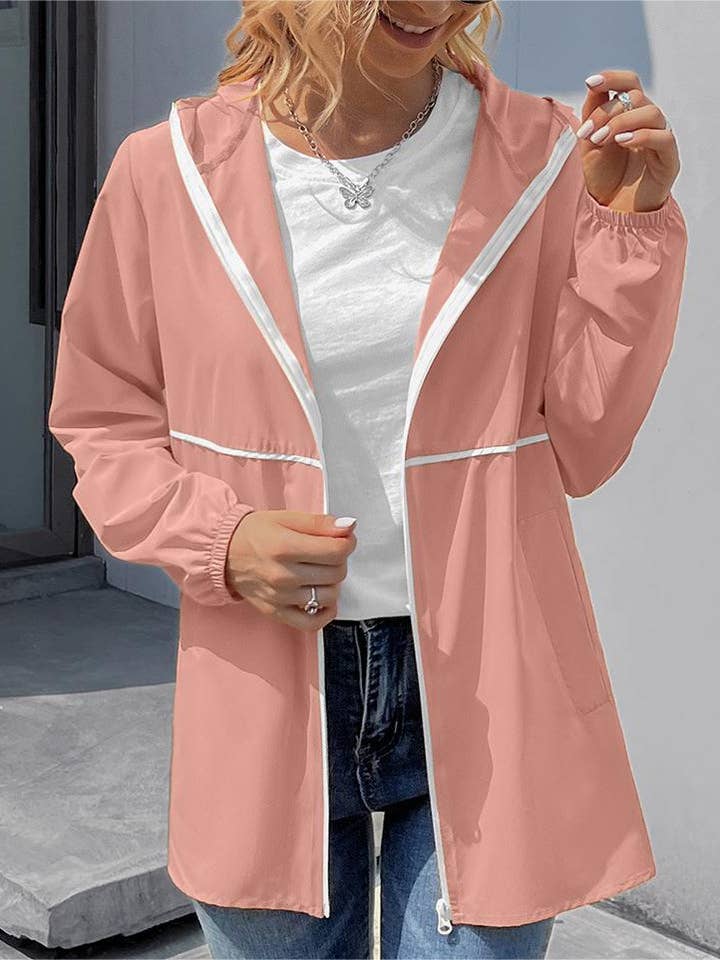 Zippered hooded jacket lightweight outdoor waterproof jacket for wholesale by HIDDENBRAND