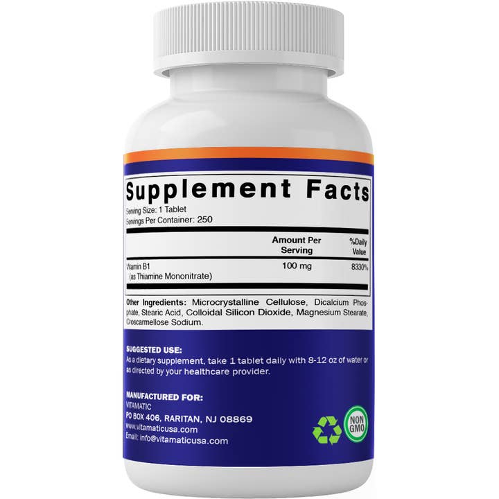 Vitamatic - Wholesale Oral Supplement/Vitamin - Vitamatic Vitamin B1 100mg | 250 Tablets8