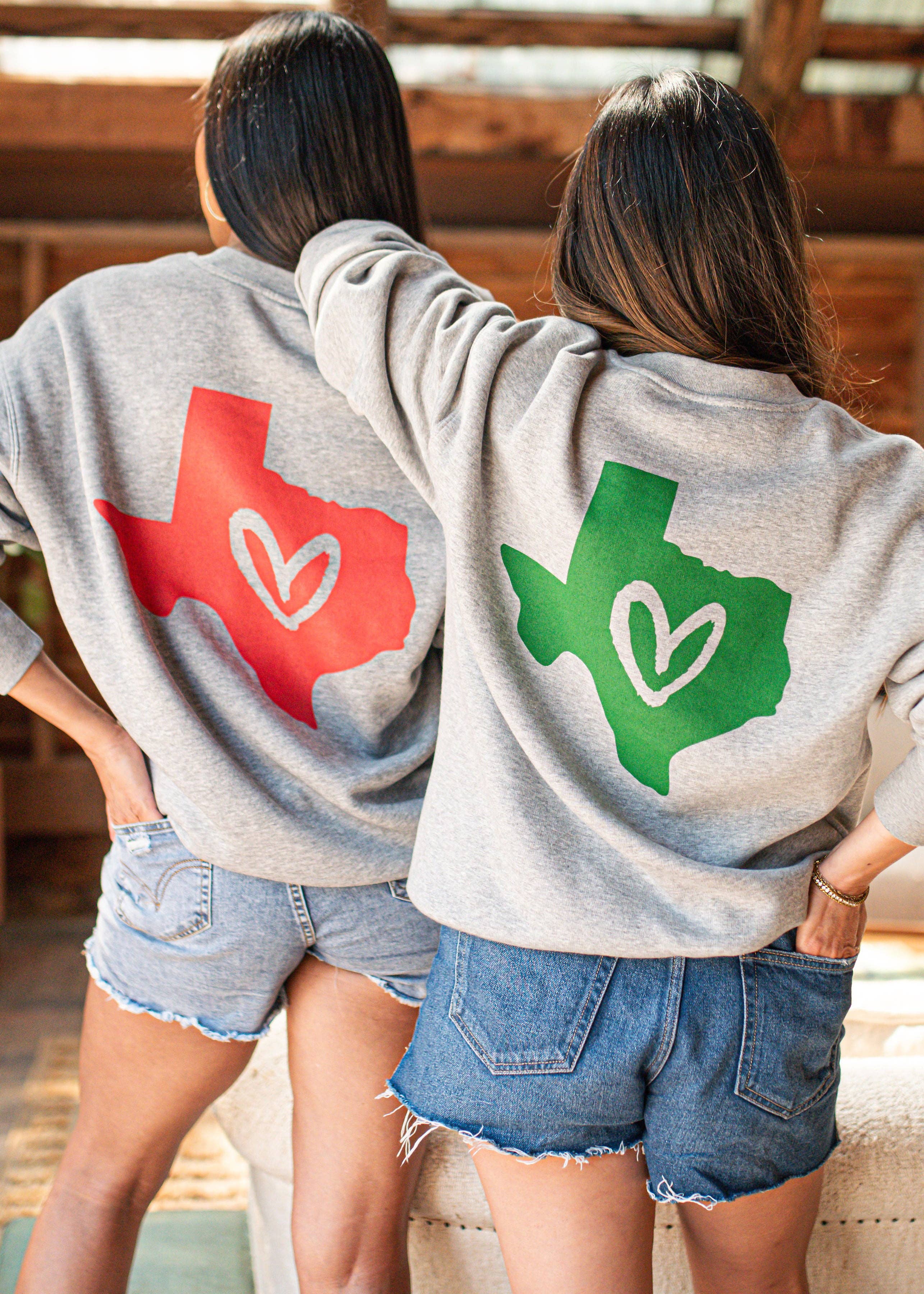 House of Shan, INC - Wholesale Graphic Sweatshirt - Women's - Heart of Texas Crewneck4