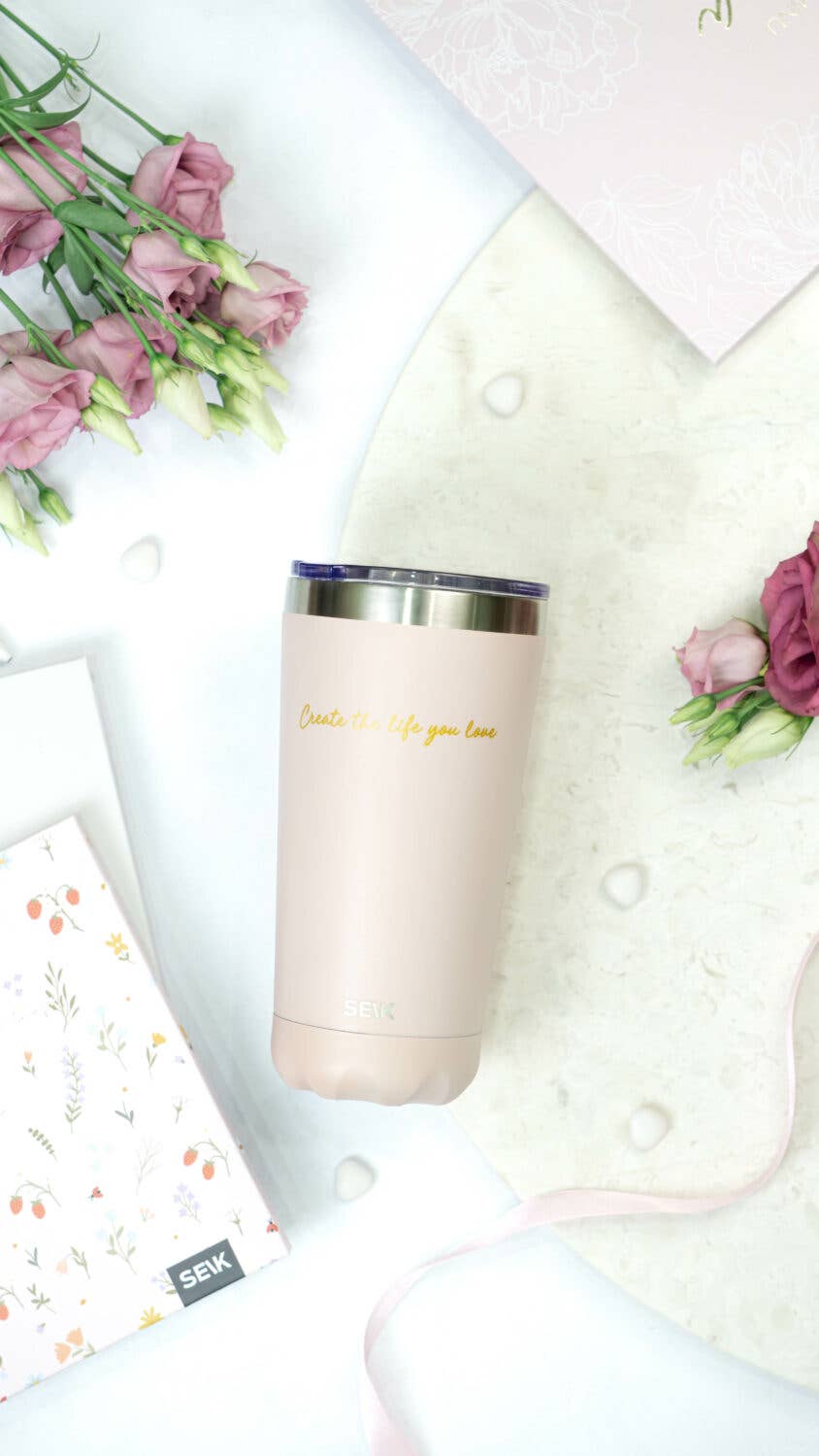 Pink Thermos/coffee cup - todays good mood is sponsored by... for wholesale on Faire0