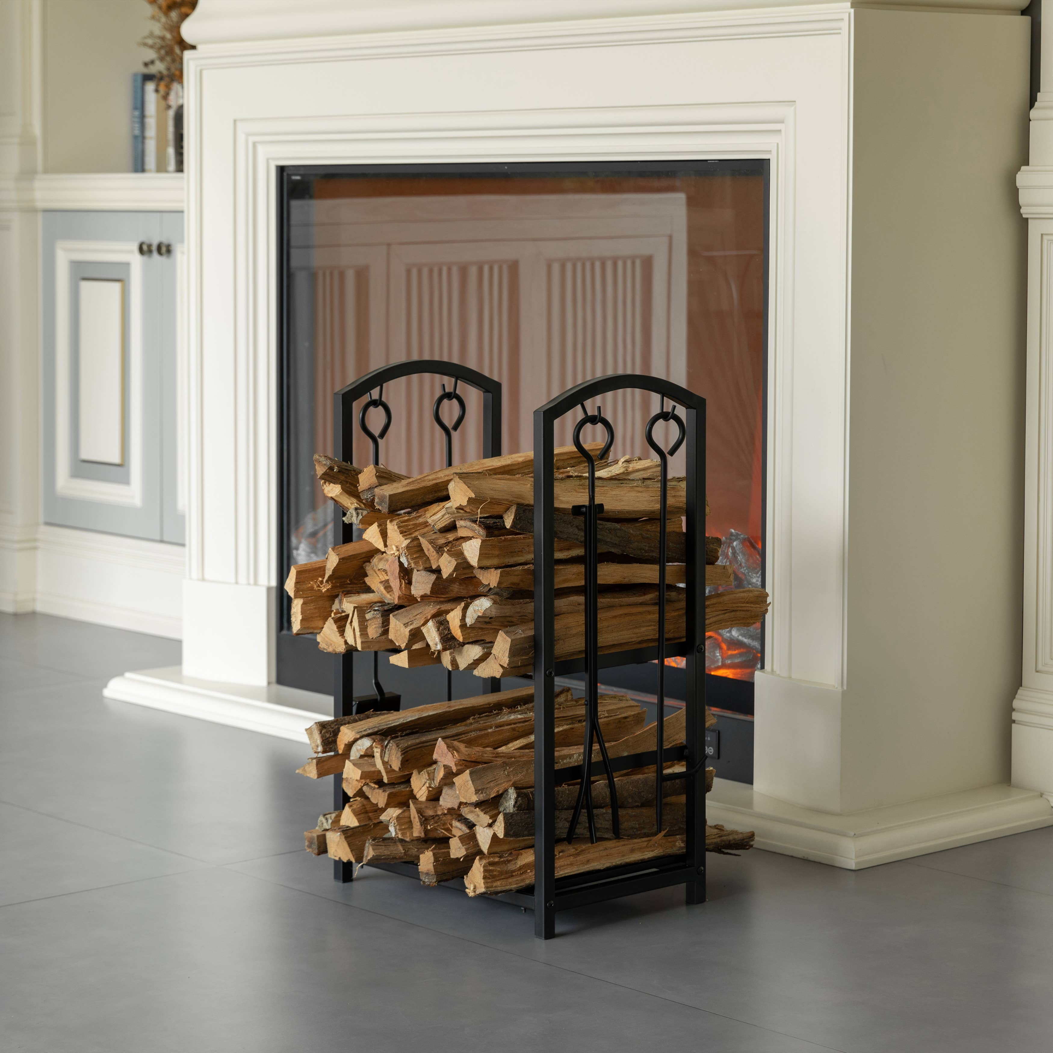 Quickway Imports - Wholesale Fire Pit - Indoor & Outdoor Patio Firewood Log Cart and Fireplace Tools8