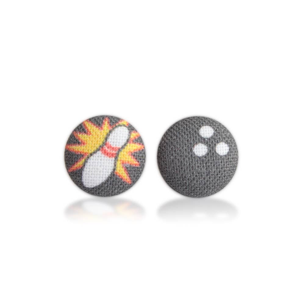 Rachel O's - Wholesale Stud/Post Earrings - Bowling Fabric Covered Button Earrings4