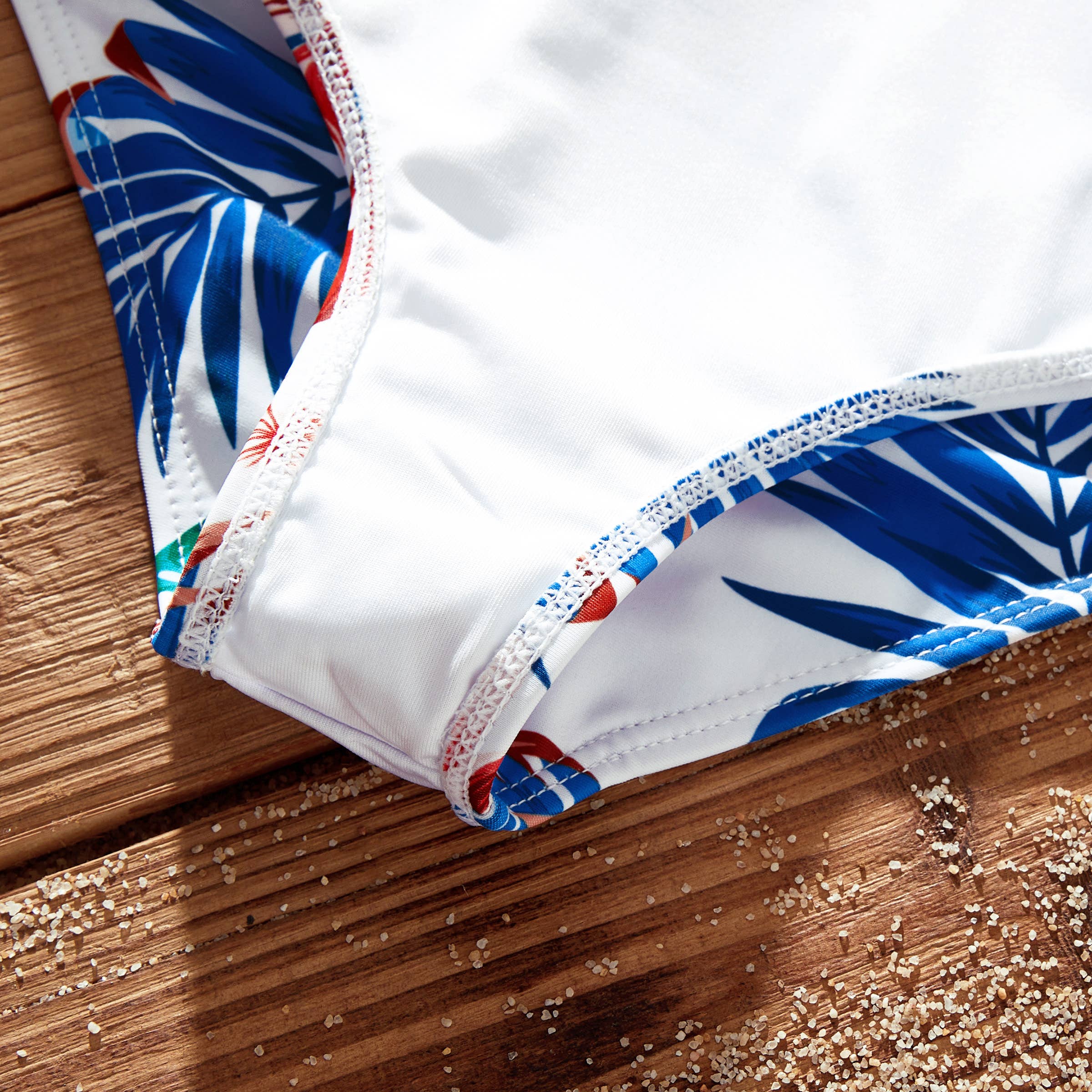 Red Matching Family Tropical Plant One-piece Swimsuit or trunks for wholesale on Faire15