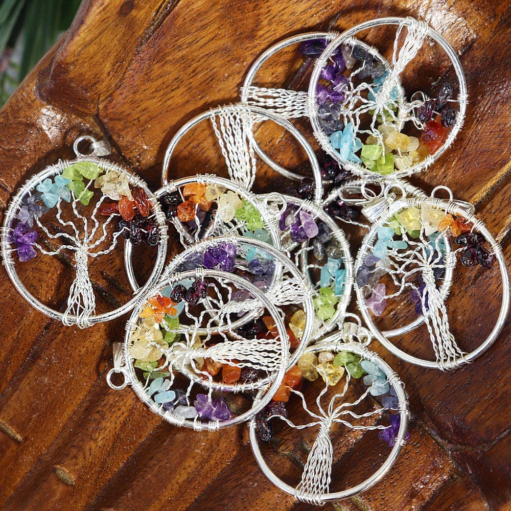 Natures Artifacts Inc - Wholesale Pendant/Charm Necklace - 7 Chakra Tree of Life Pendant - 7 Chakra Healing1