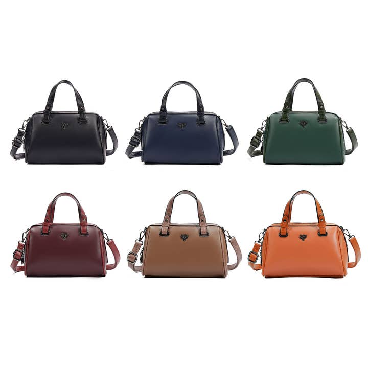 Superbia – wholesale Top handle bag – women's – Superbia Bauletto Bag with Tree Life Badge Gunmetal Hardware11