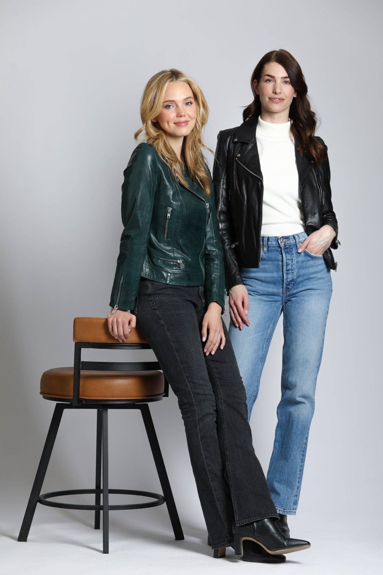 Classic Moto Jacket In Lamb Nappa - Green Vinyl for wholesale on Faire8