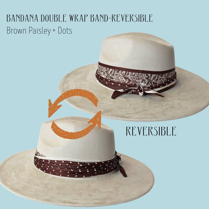 Bandana Double Wrap Reversible Hat Bands for wholesale by Wildflowers and Barley