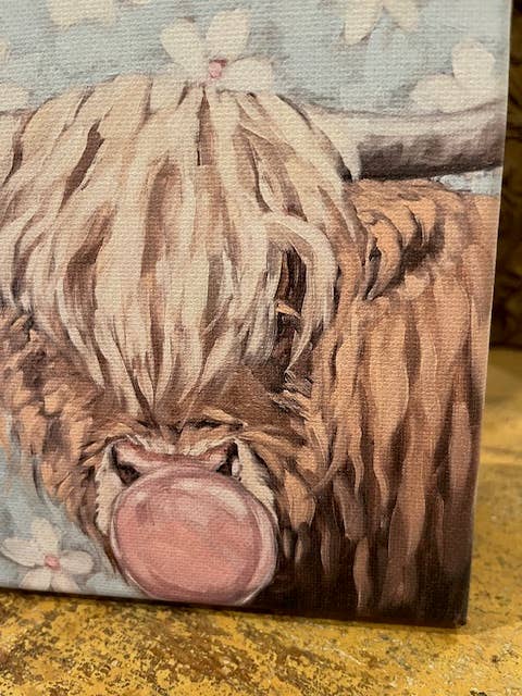 Rustic Nester - Wholesale Canvas Art - Whimsical cow canvas art print, Nursery decor, Farm home art1