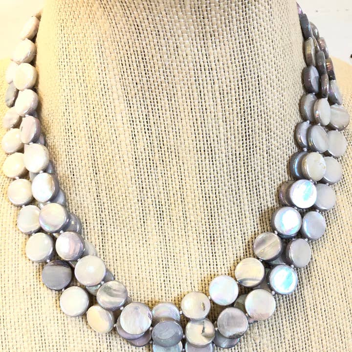 Studio G - Wholesale Beaded/Pearl Necklace - #8023-3 Strand Mother Of Pearl