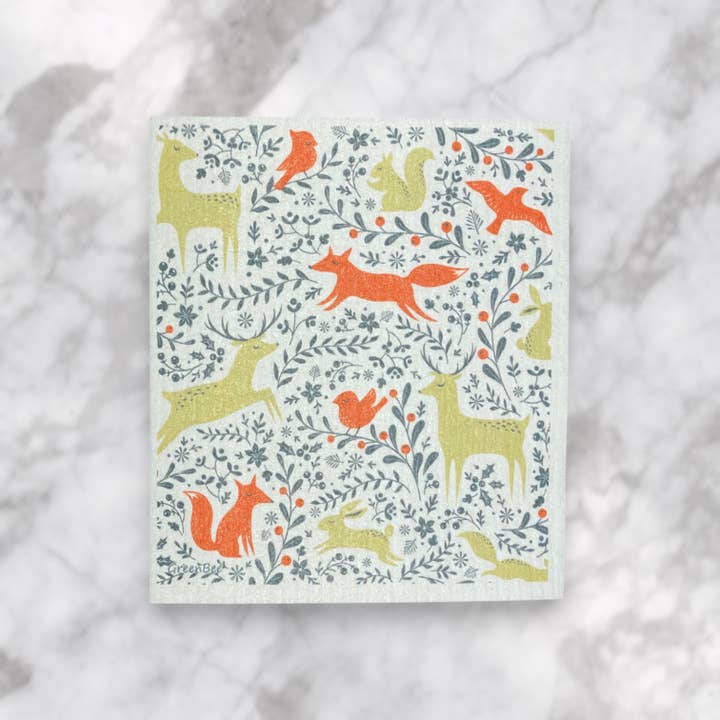 Green Bee Tea Towels - Wholesale Dishcloth - Forest Animals Towel | Kitchen Cloth | Swedish Dish Cloth3