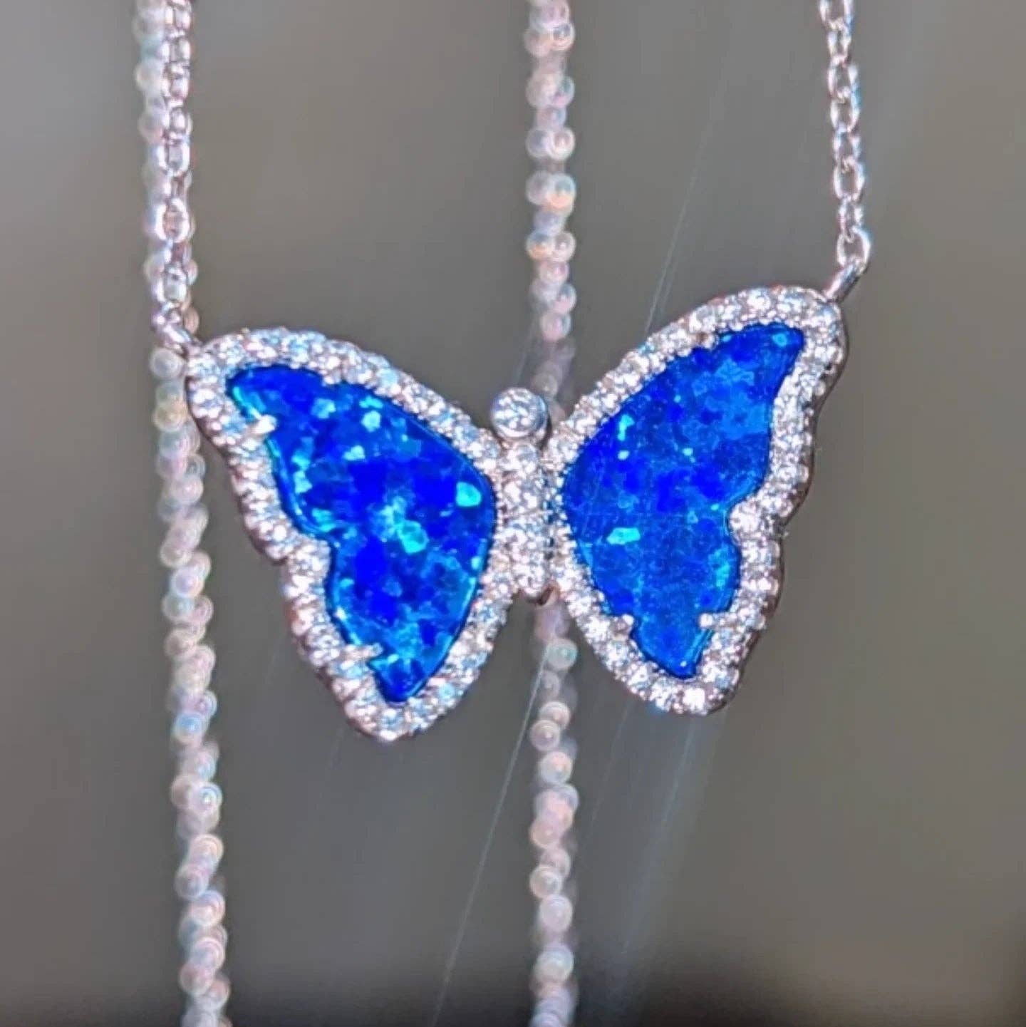 Kamaria Jewelry - Wholesale Pendant/Charm Necklace - Opal Butterfly Necklace With Crystals80