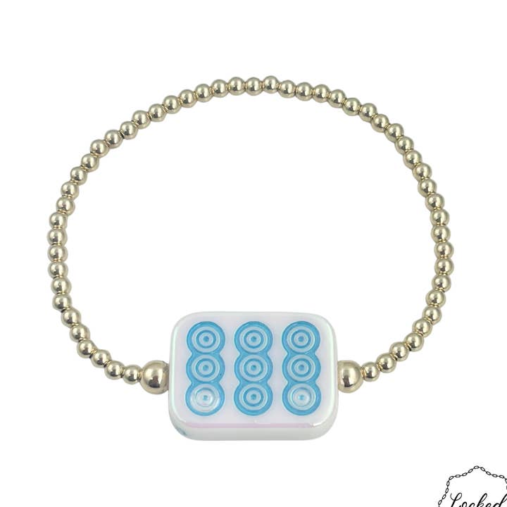Bracelet Mahjong Point Bleu pour la vente par Locked by Lula 'n' Lee