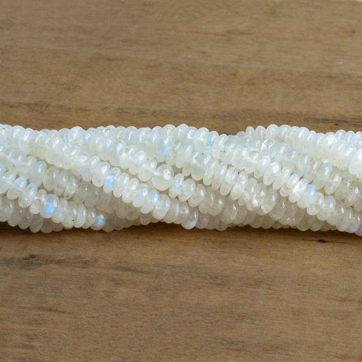 Rondelles unies Rainbow Moonstone 13 pouces 125 perles pour la vente par The Bead Traders