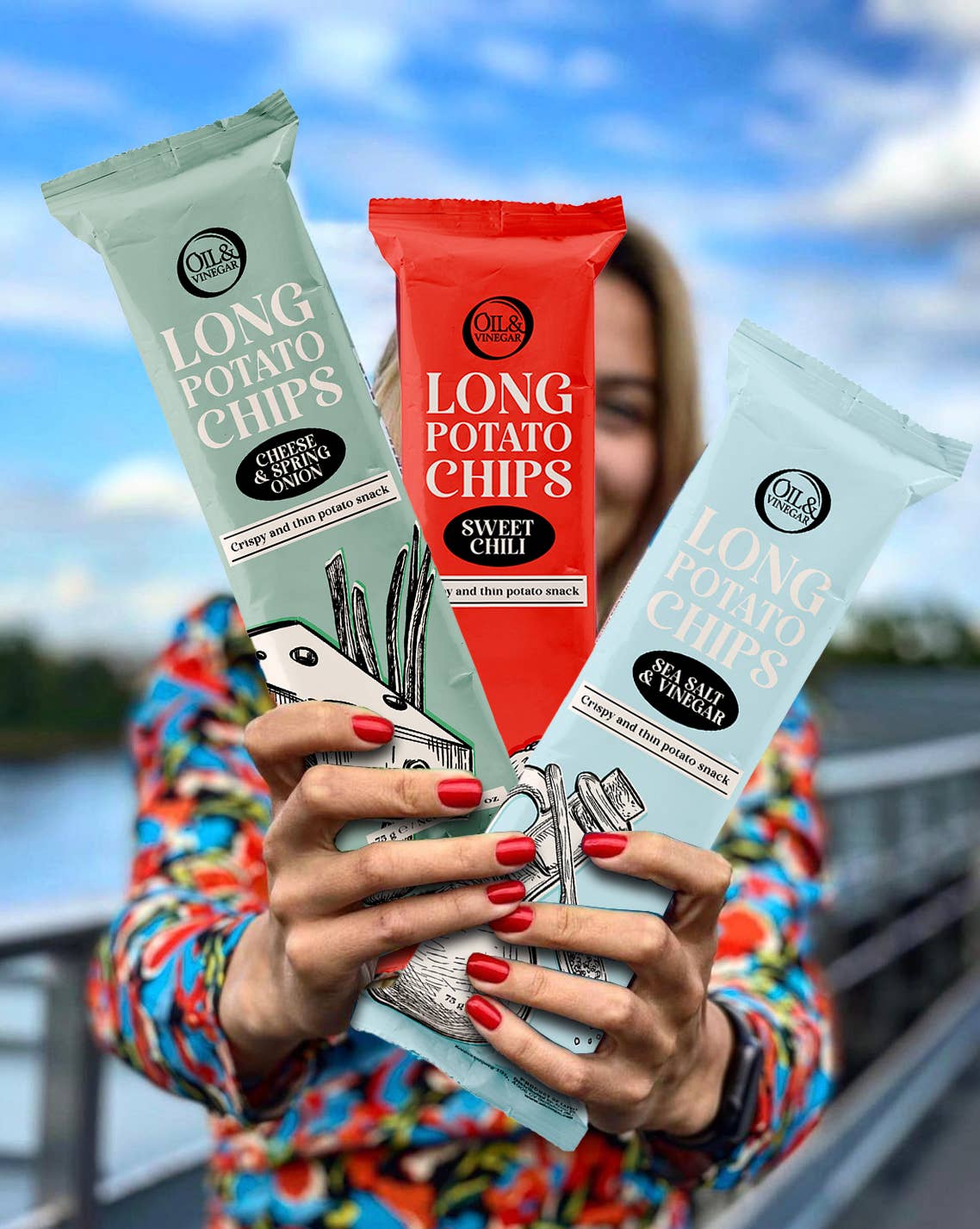 Oil & Vinegar - Wholesale Chips - Long Potato Chips Sea Salt & Vinegar 75g/2.6oz1