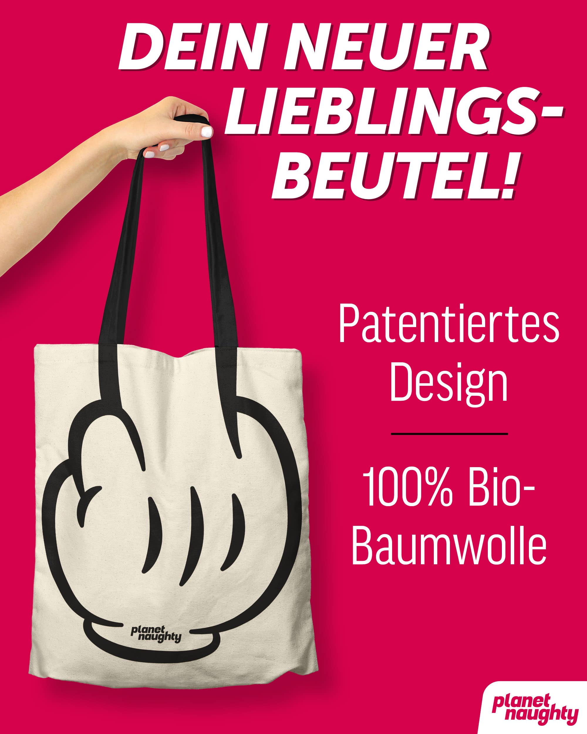 planet naughty - cheeky & funny gifts – wholesale Skämtpresent/liten present – Humoristisk tygväska med långfingerdesign3