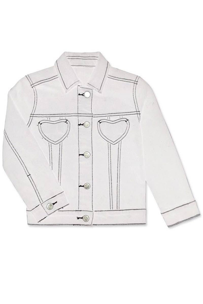 Cutie Patootie Clothing - Vente Veste en jean – enfant - Veste en denim coloré pour fille avec poche cœur6