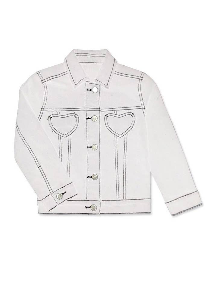 Cutie Patootie Clothing - Vente Veste en jean – enfant - Veste en denim coloré pour fille avec poche cœur6