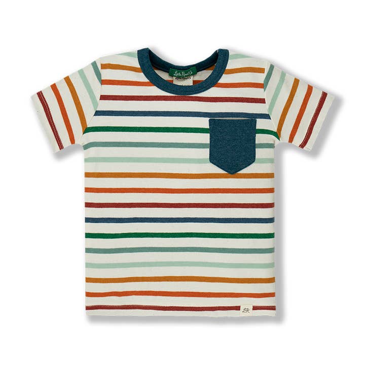 Arco-íris listra manga curta bolso camisa por atacado de Little Road Co.