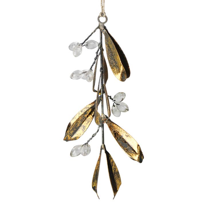 Mistletoe Ornament, Glass & Brass for wholesale by HomArt