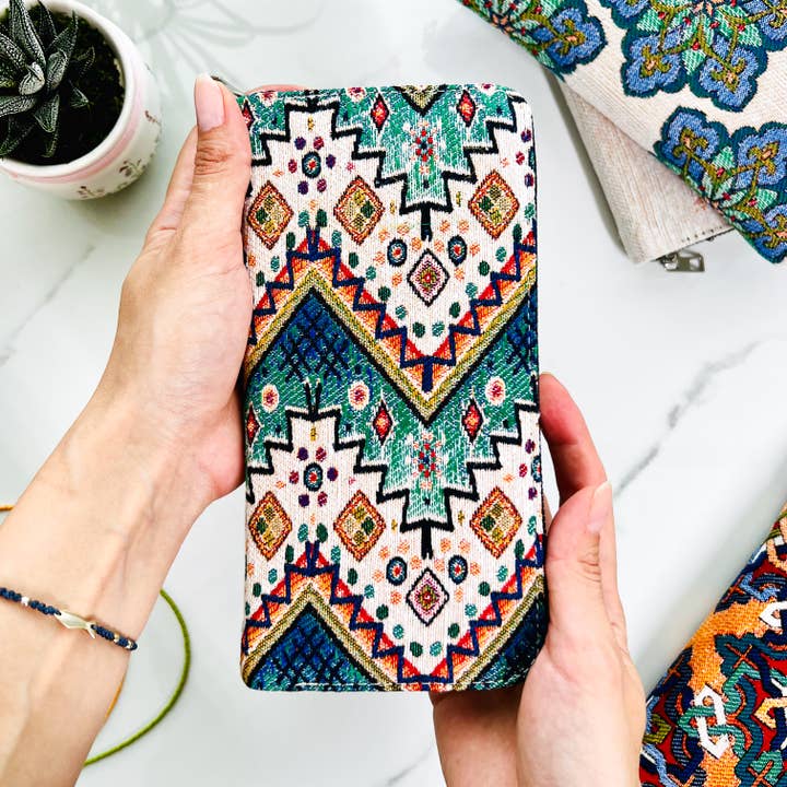 Umays Boho - Wholesale Wallet - Women's - Patchwork Design Fabric Wallet, Handmade Wallet for Women