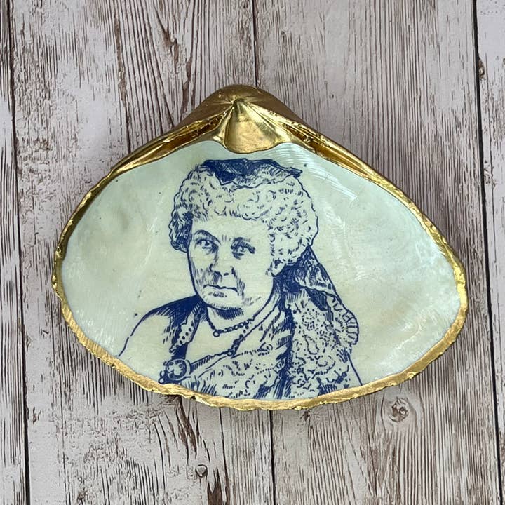 Large Clam Shell Ring Dish with Elizabeth Cady Stanton for wholesale by Zo Pi Designs