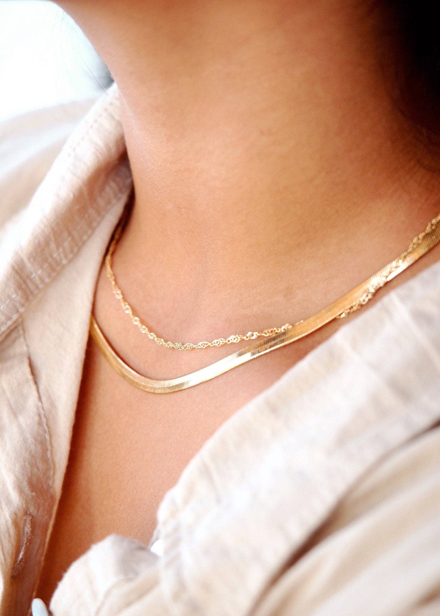 Ke Aloha Jewelry - Wholesale Link & Chain Necklace - Gold Filled Singapore Chain Necklace - Luana1