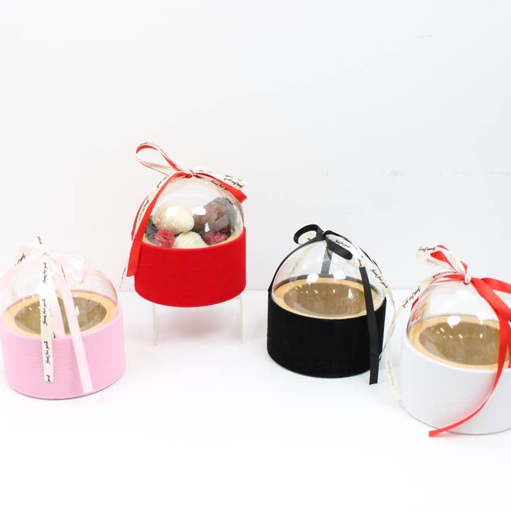 Elegant Design Supply - Vente Coffrets cadeaux - Boîte-cadeau ronde avec couvercle transparent et ruban2