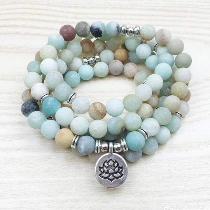 Mala-Perlenarmband aus Amazonit mit 108 Perlen für den Großhandel von Free Spirit Shop