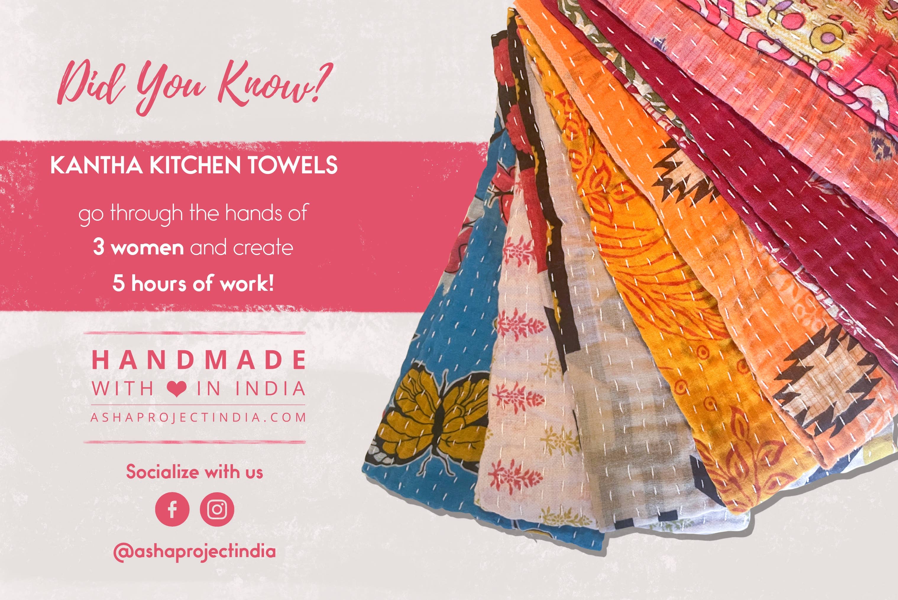 Asha Project - Wholesale Tea Towel - Kantha Kitchen Towel10