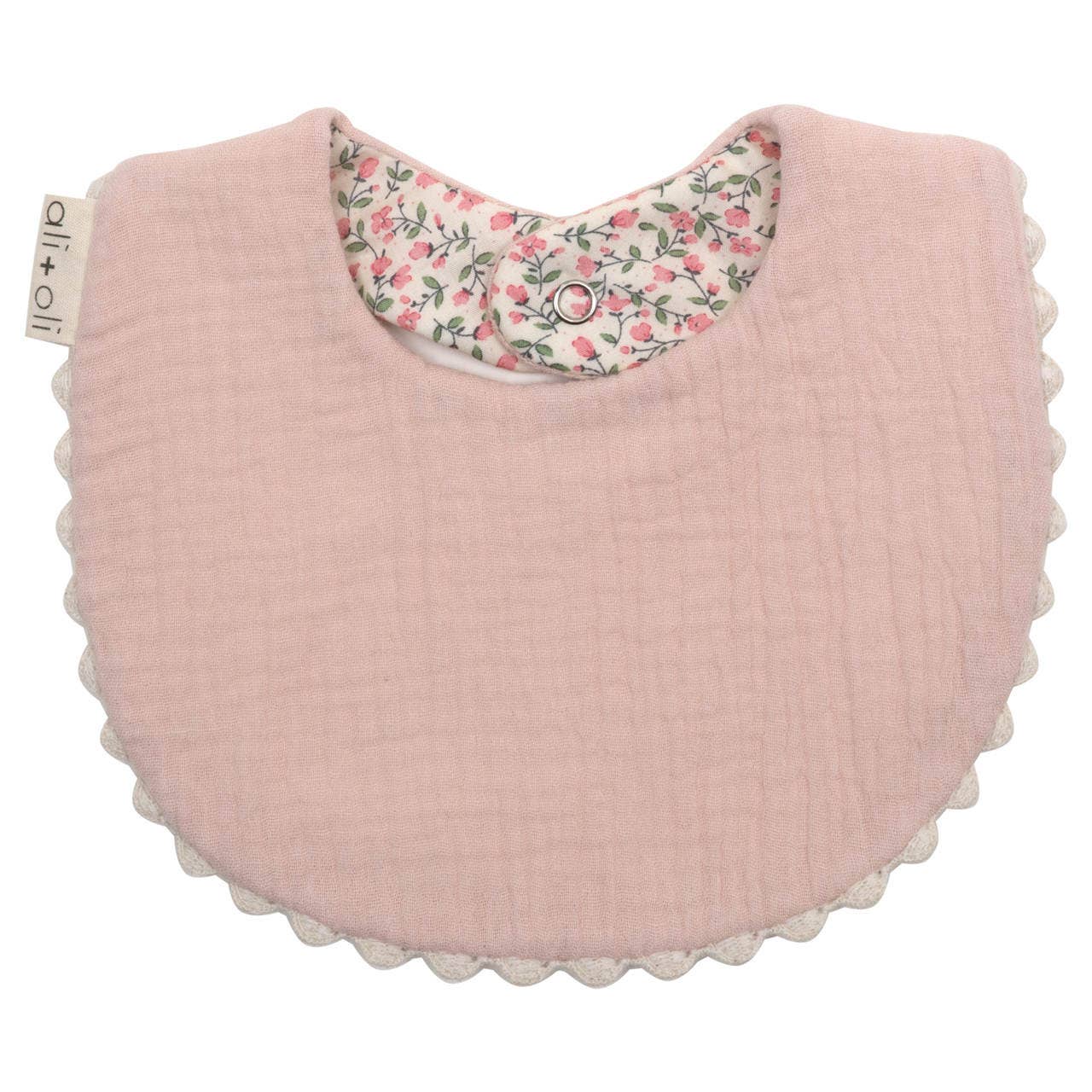 Ali+Oli - Wholesale Baby Bib - Baby - Muslin Cotton Baby Bib Double Sided (Pink/Flowers)3