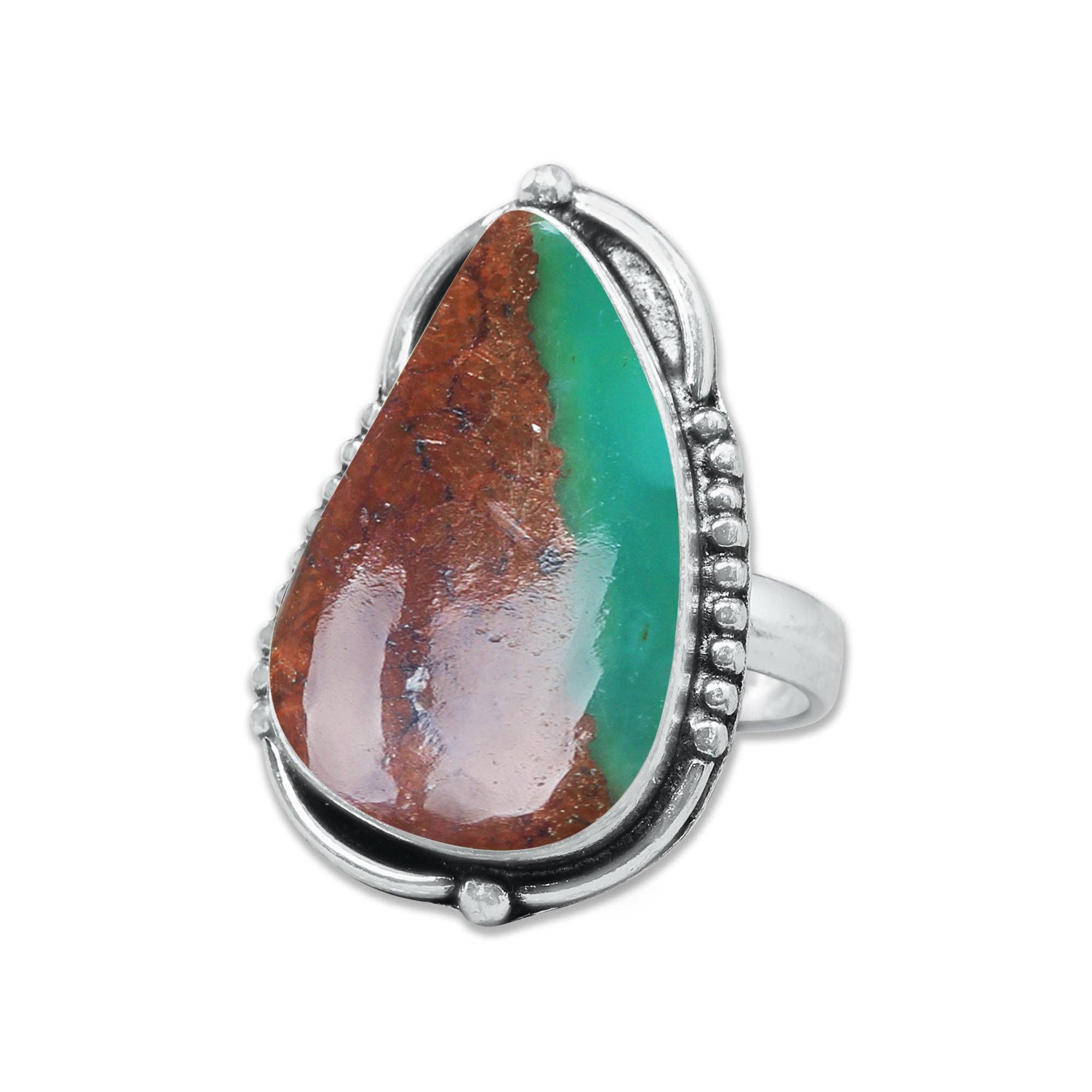 Handmade Jewels - Wholesale Cocktail/Statement Ring - Chrysoprase Matrix Rings – Silver-Plated, Handmade, Assorted Sizes (Made to Order)15