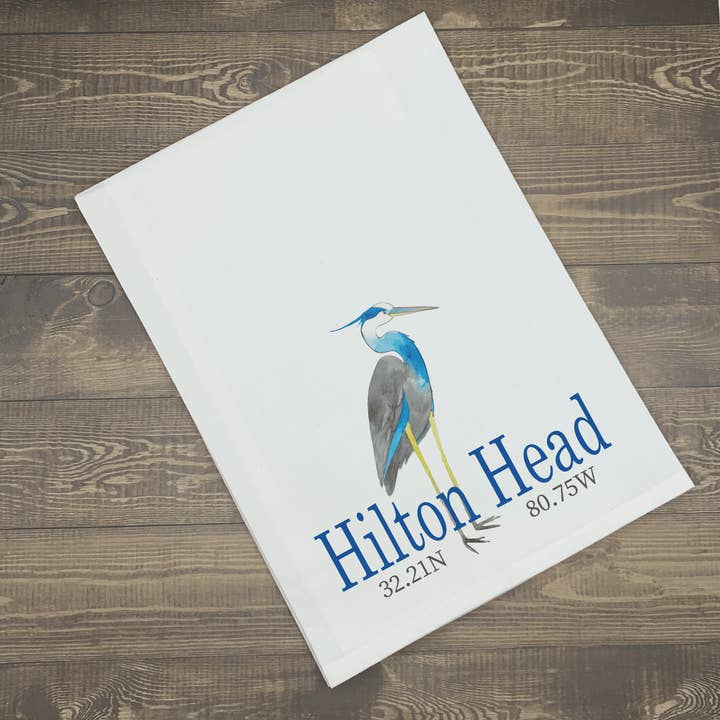 Serviette de cuisine Aquarelle Heron pour la vente par Blue Poppy Designs